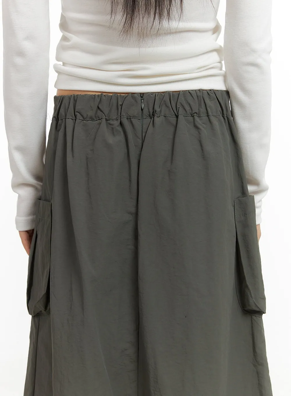 Nylon Pocket Cargo Maxi Skirt CO410