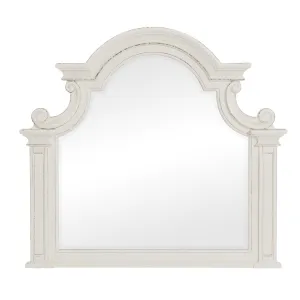 Oak Veneer Mirror - Antique White & Brown-Gray Finish