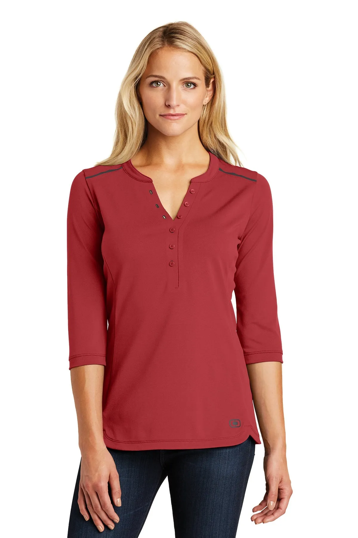 OGIO Ladies Fuse Branded Henleys, Signal Red