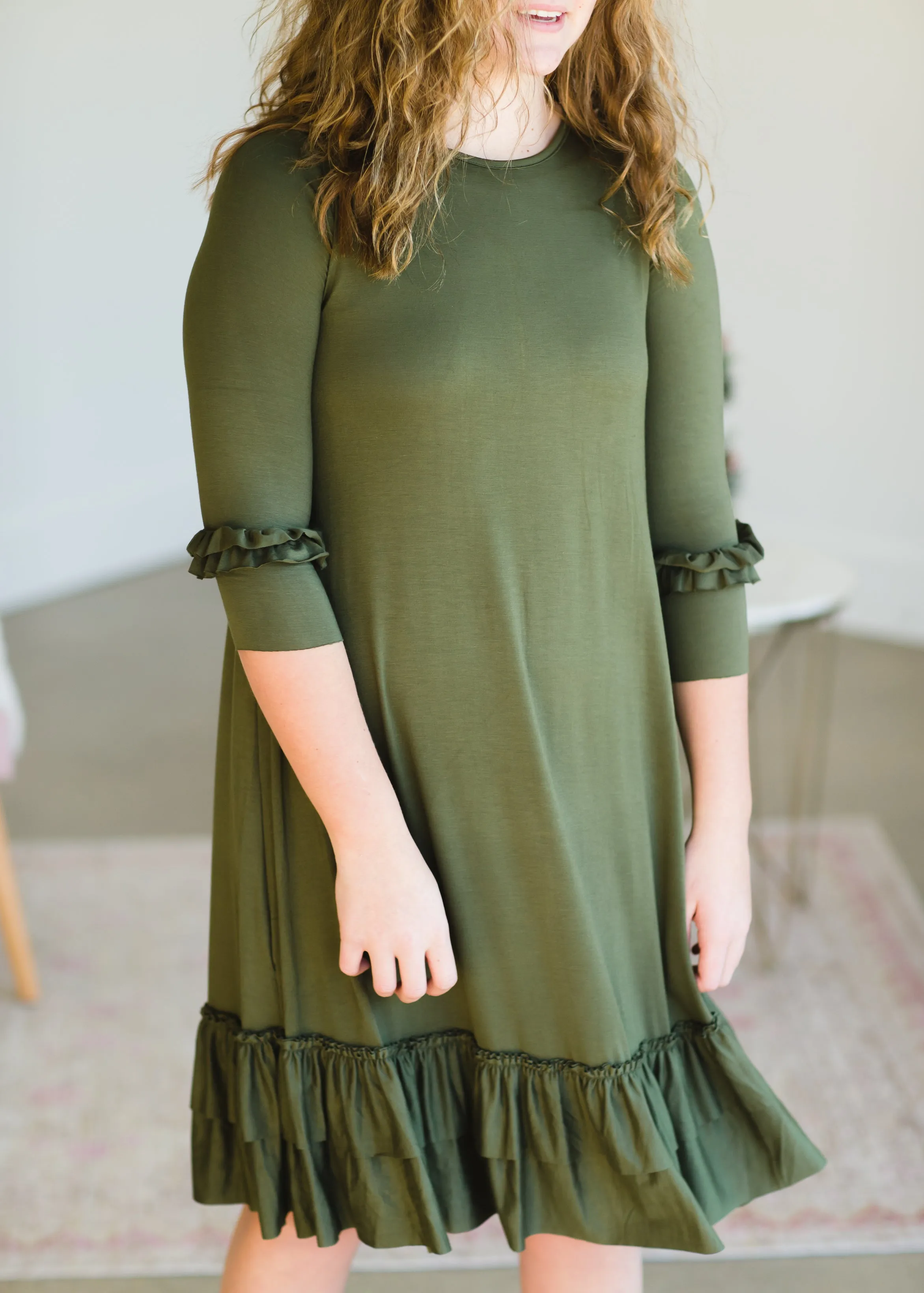 Olive Tiered Ruffle Midi Dress - FINAL SALE