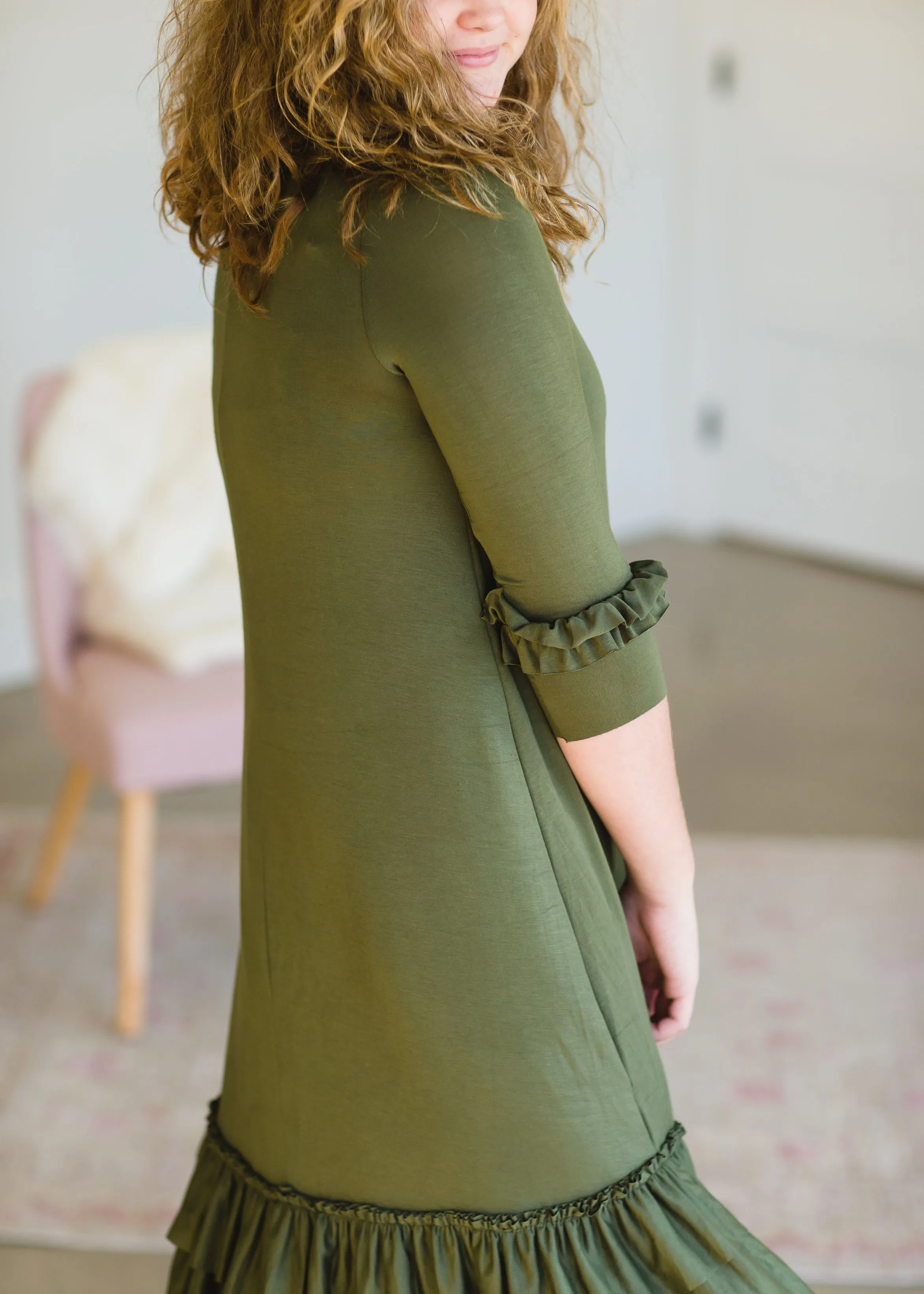 Olive Tiered Ruffle Midi Dress - FINAL SALE