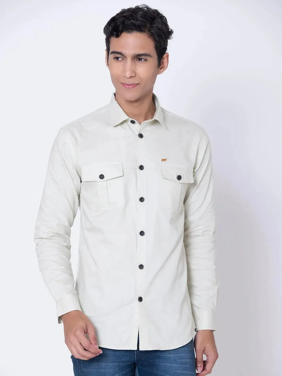 Pastel green Double Pocket Casual Shirt