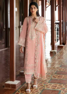 Pink Peach Luxury Lawn Suit | Zaha | Festive Lawn '23 | ELA - ZF23-06