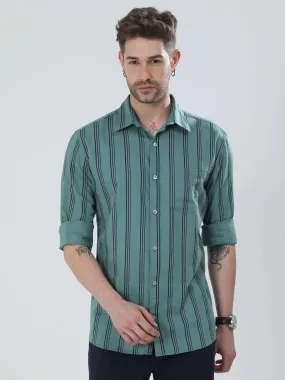 Pistachio Green Striped Shirt