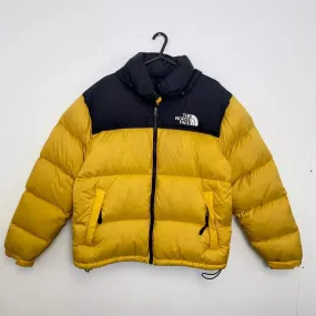 Preowned The North Face Mens Down Puffer Jacket 700 Size M Yellow Black Genuine TNF