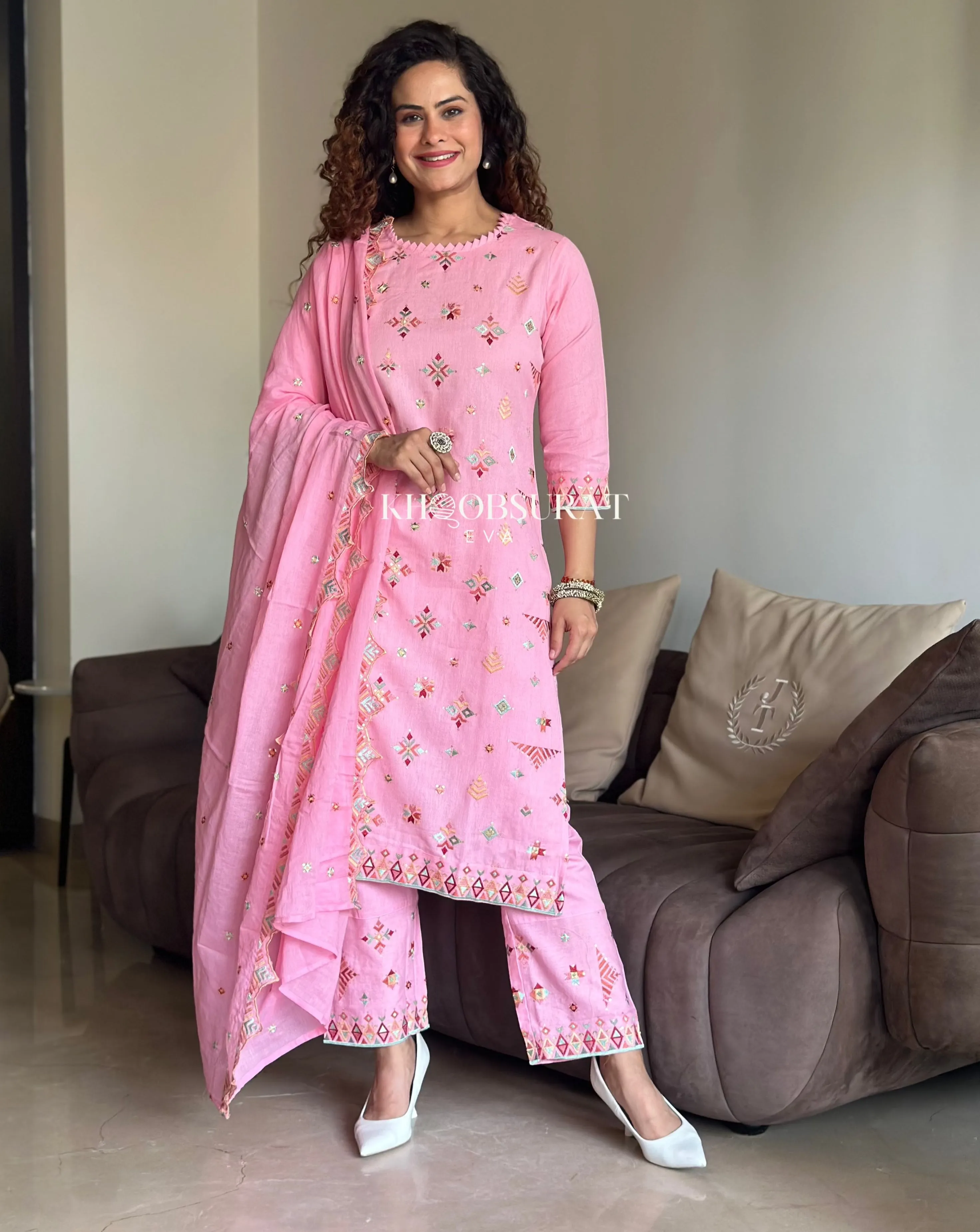 Pretty In Pink Cotton Kurta Suit Set