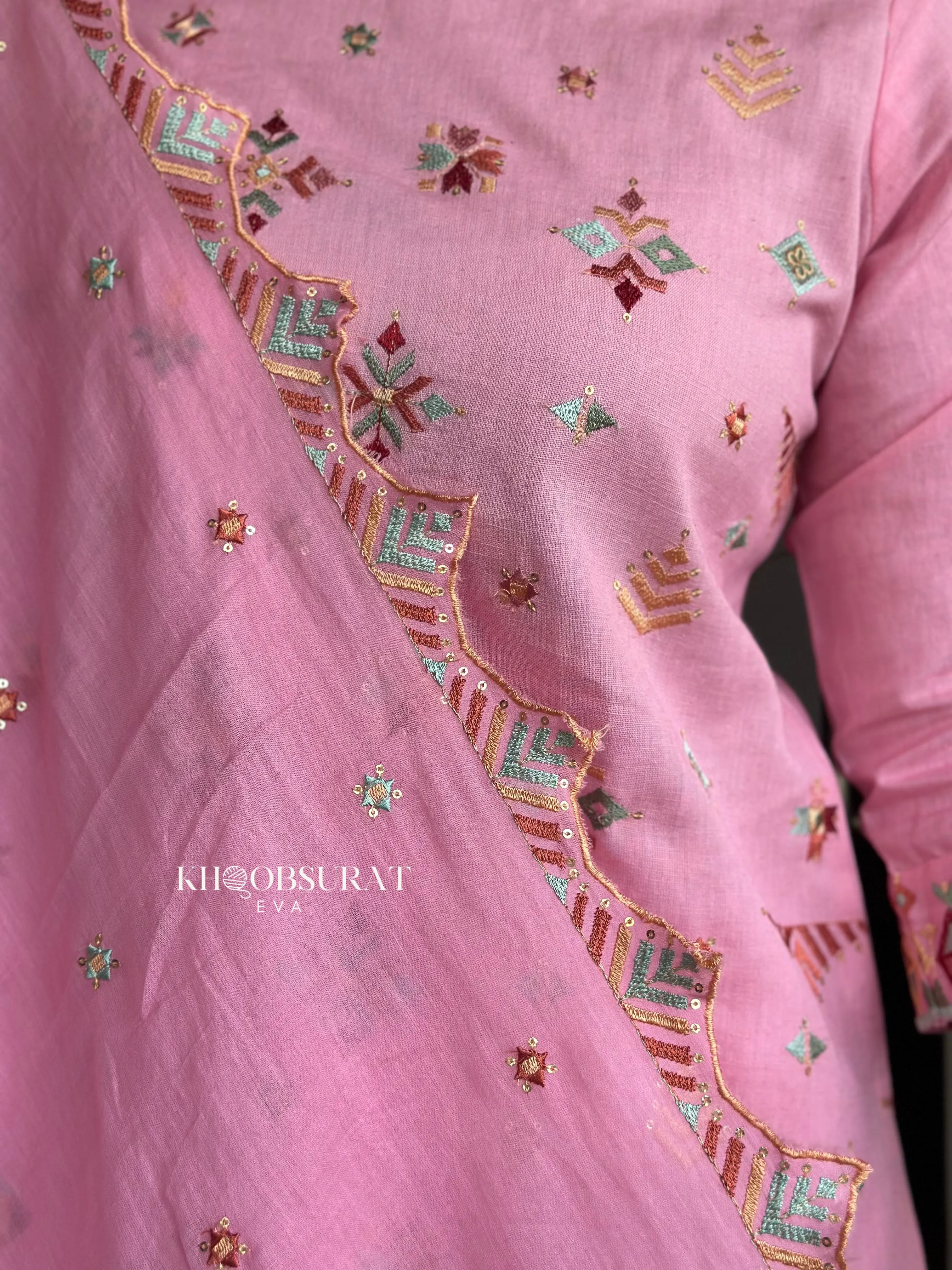 Pretty In Pink Cotton Kurta Suit Set