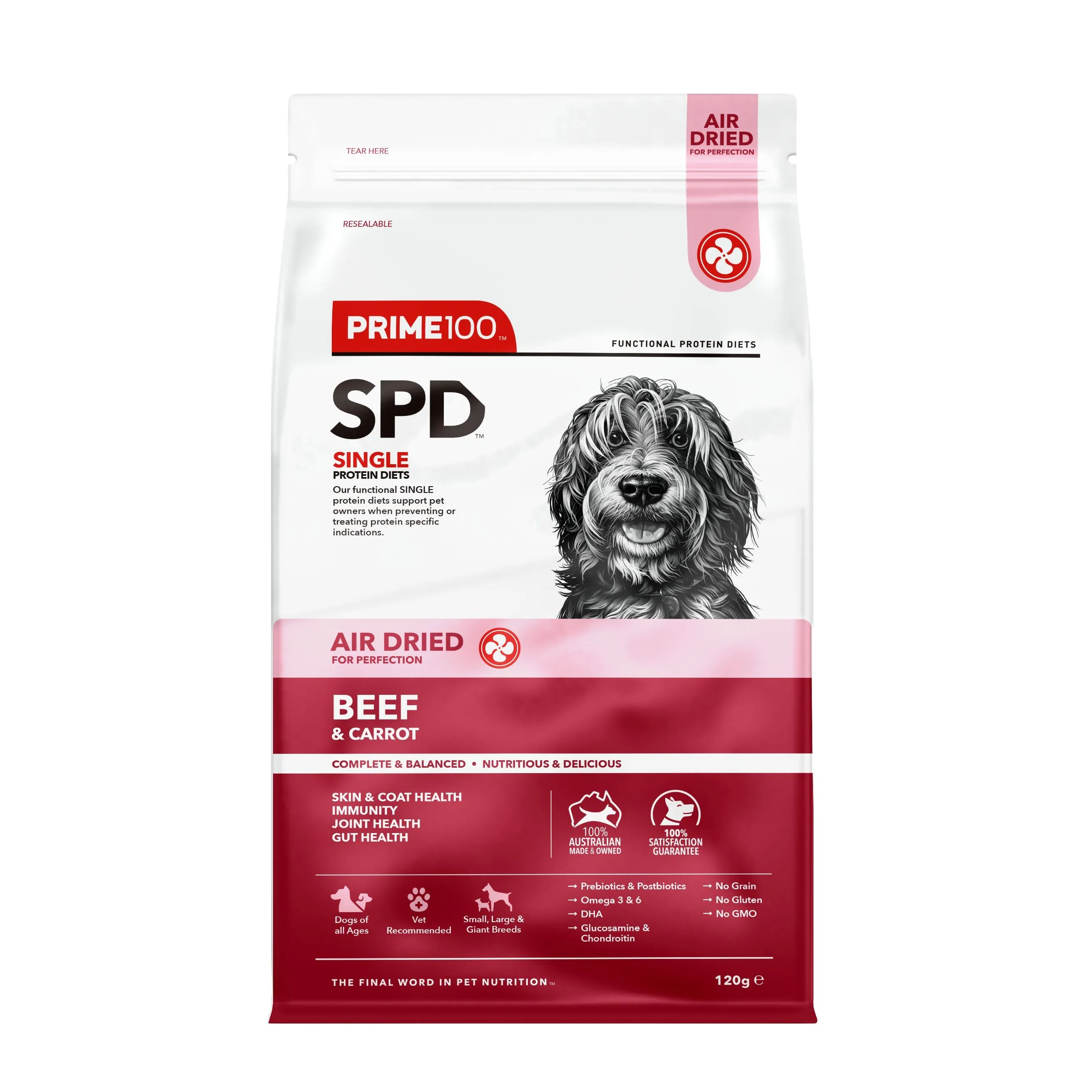 Prime 100 SPD Air Beef and Carrot Dog Food 120g