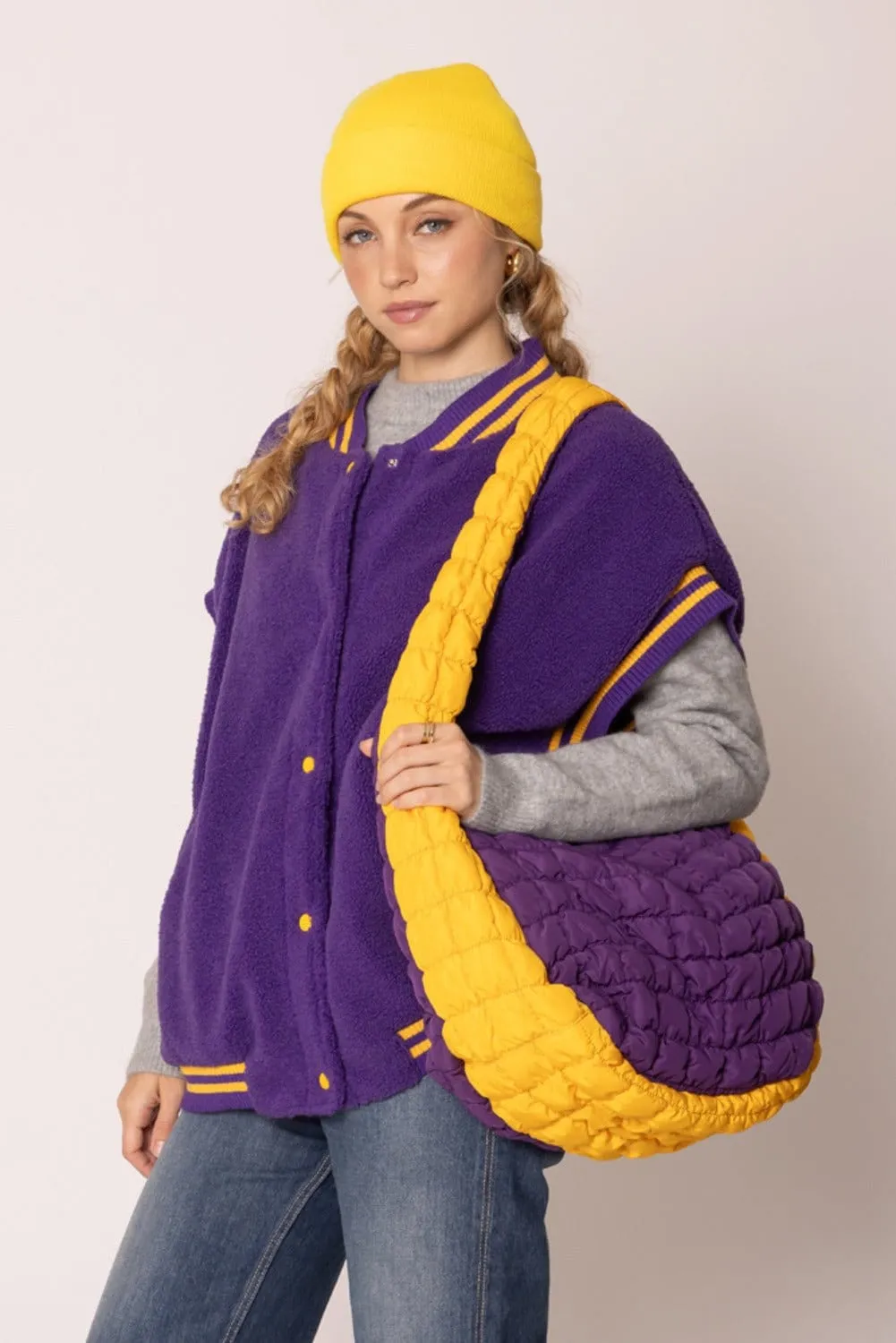 QBS420003 College Colors Large Quilted Puffer Bag