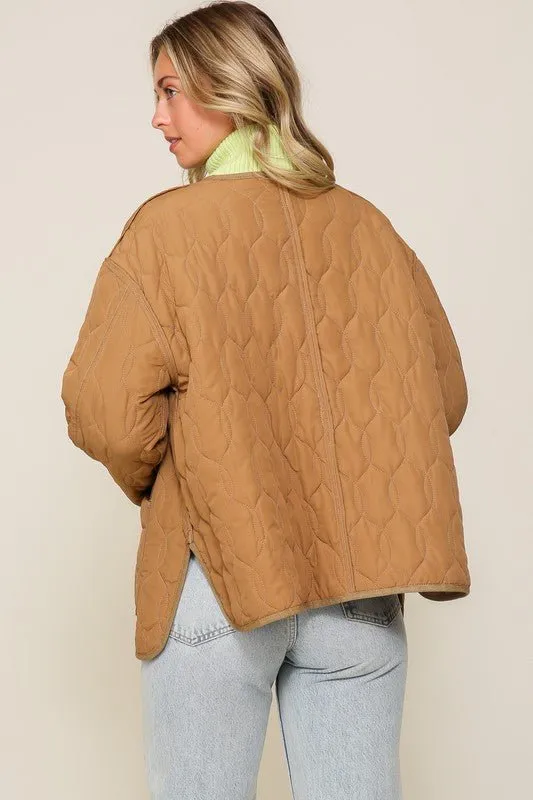 Quilted Puffer Jacket with Pockets