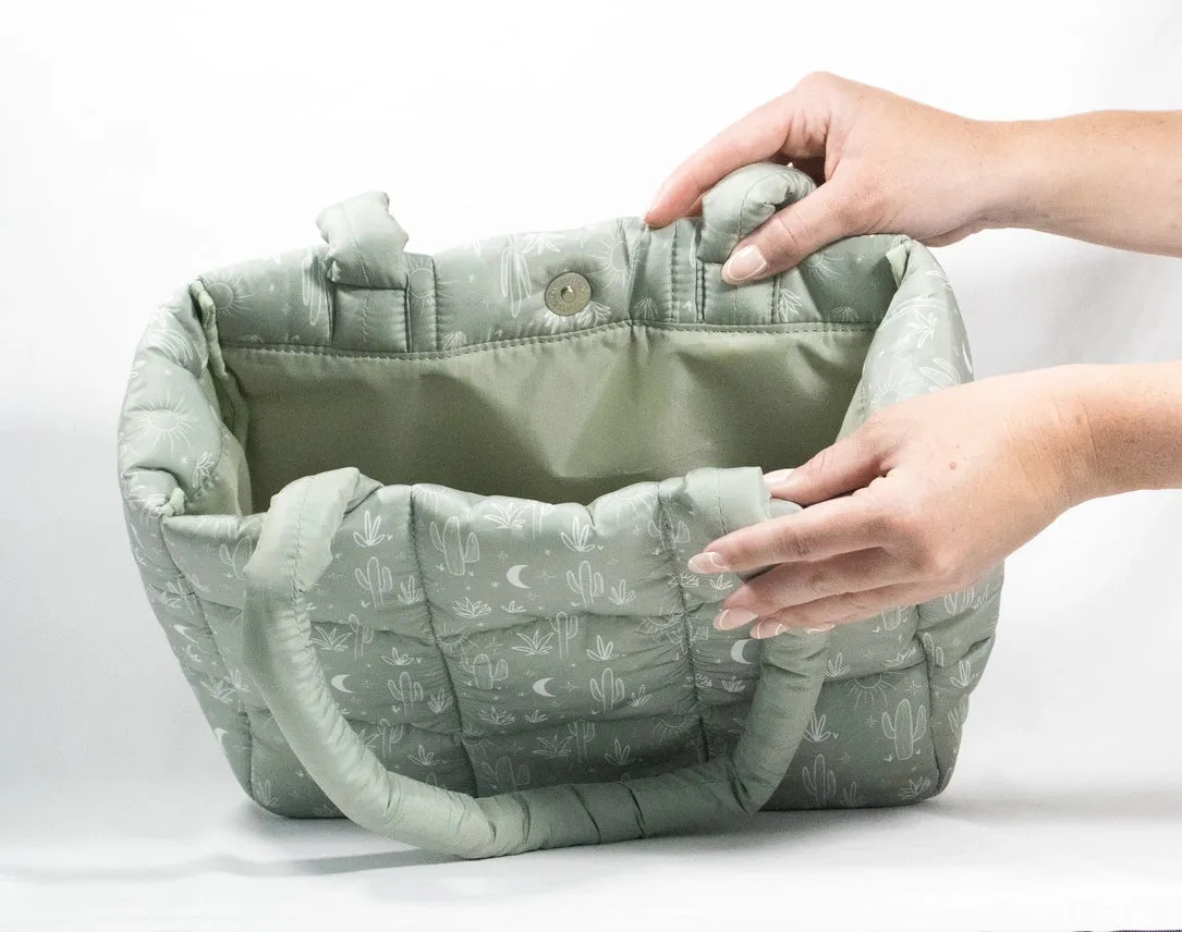 Quilted Puffer Tote Bag, Cactus Cloud Bag