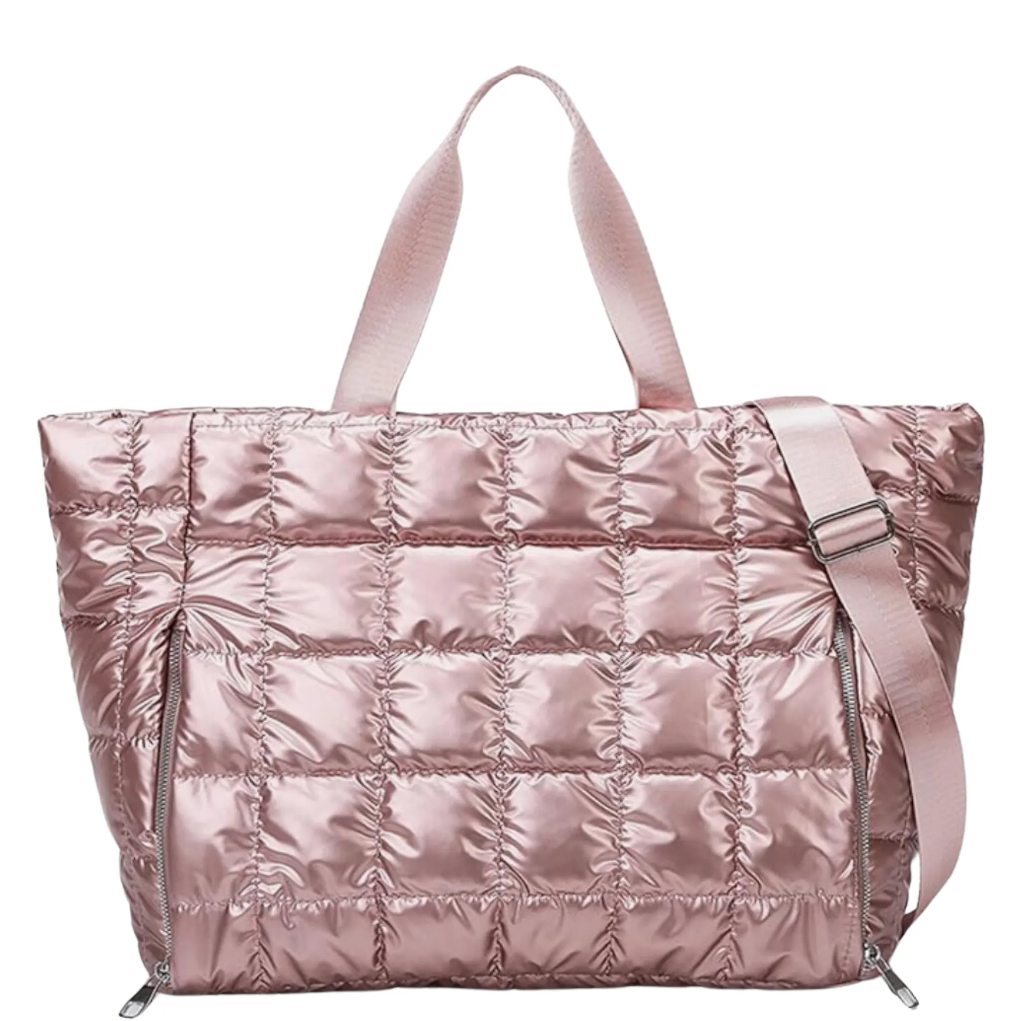 Quilted yoga/ travel puffer tote