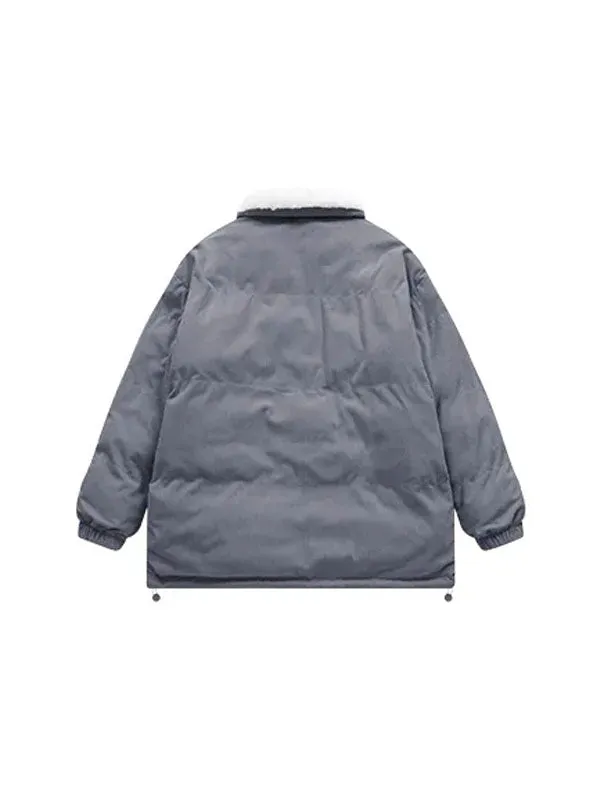 "A" Reversible Corduroy Fleece Jacket in Grey Color