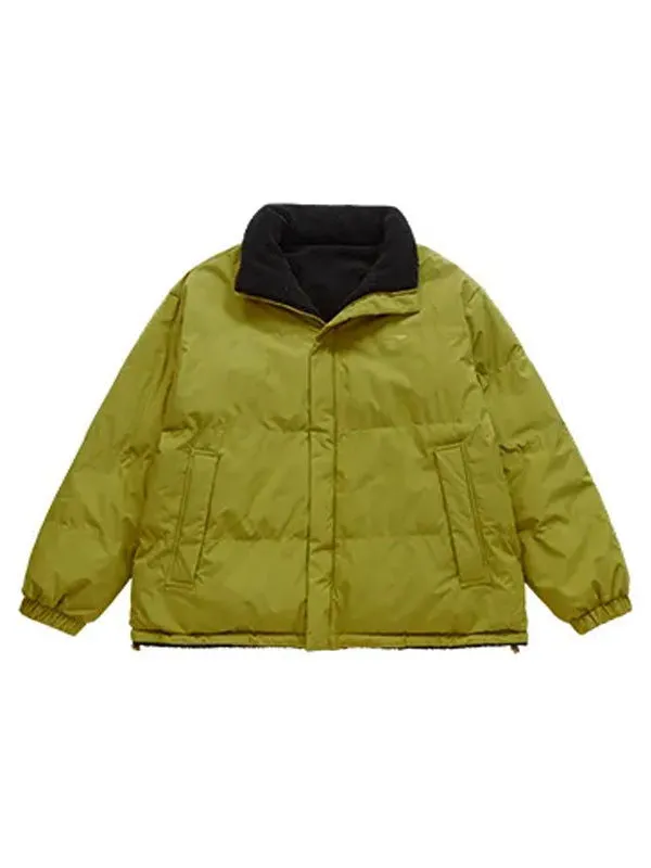 "Improving" Reversible Polar Fleece Padded Jacket in Yellow/Green Color