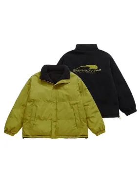 "Improving" Reversible Polar Fleece Padded Jacket in Yellow/Green Color