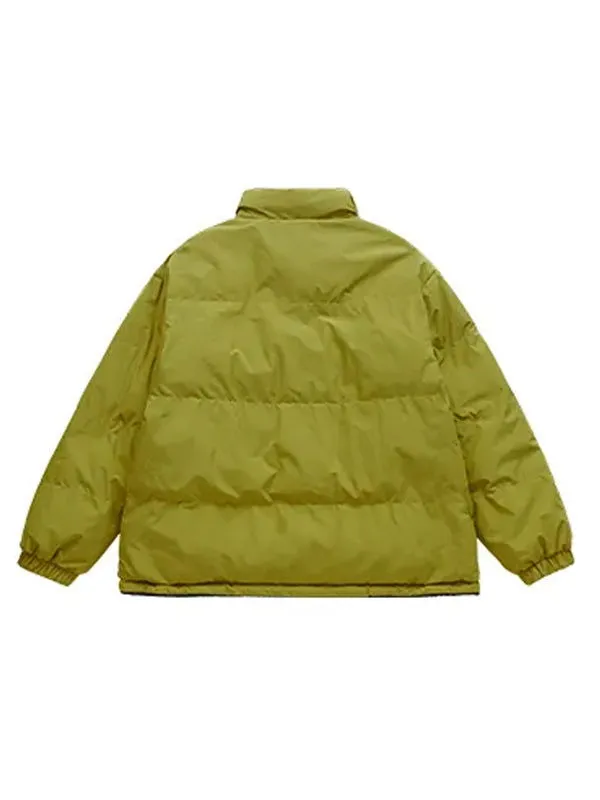 "Improving" Reversible Polar Fleece Padded Jacket in Yellow/Green Color