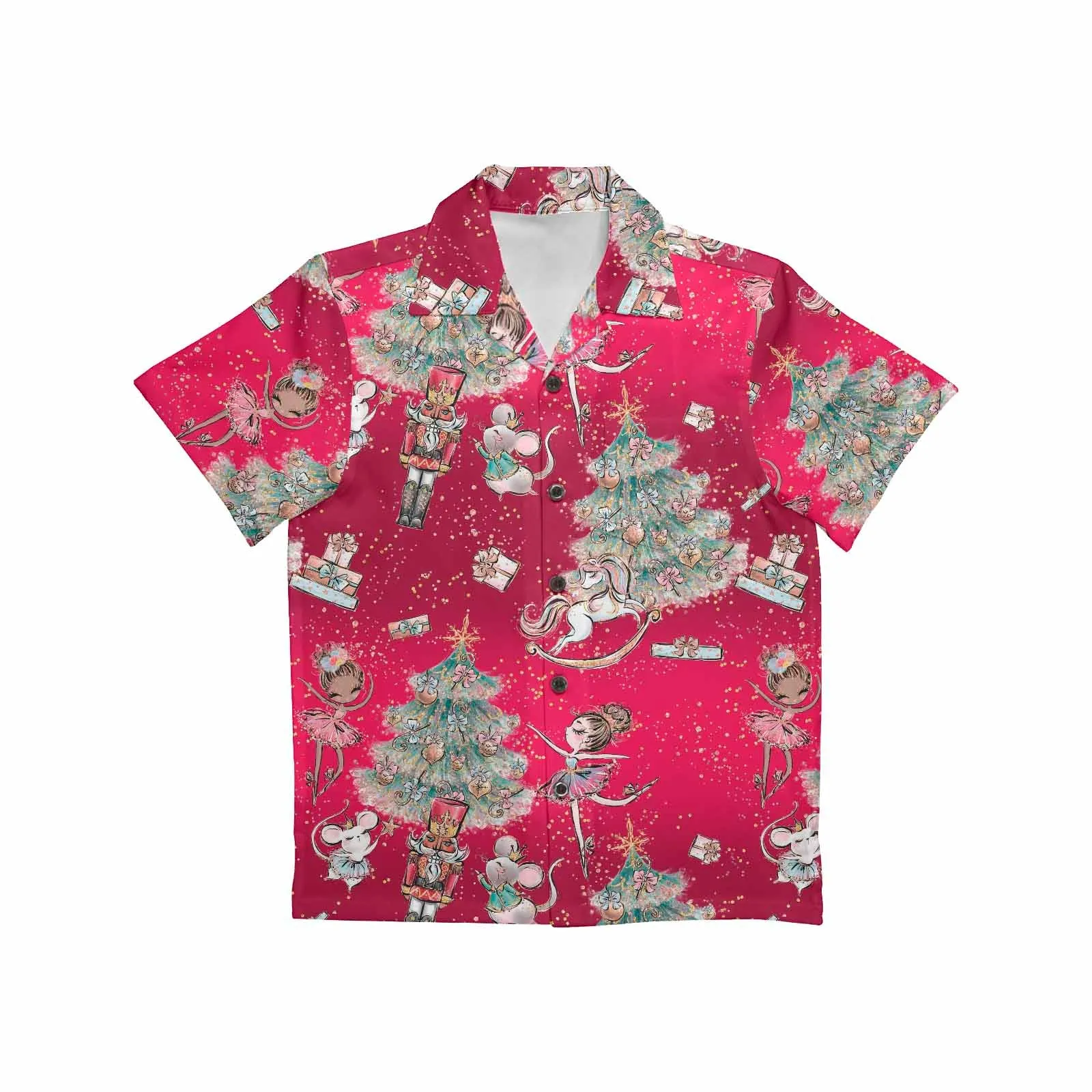 Red Christmas  Little Boys Hawaiian Shirt