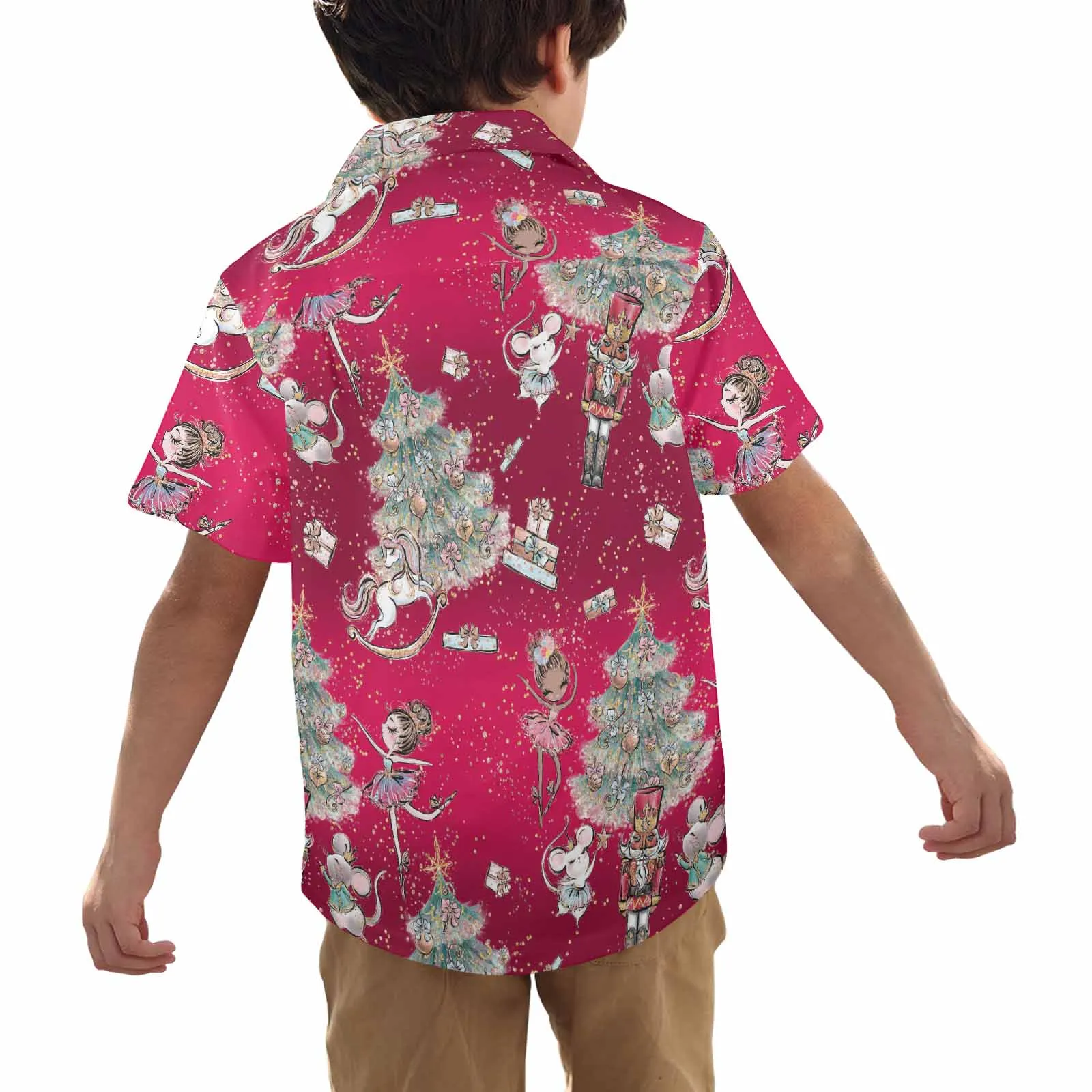 Red Christmas  Little Boys Hawaiian Shirt