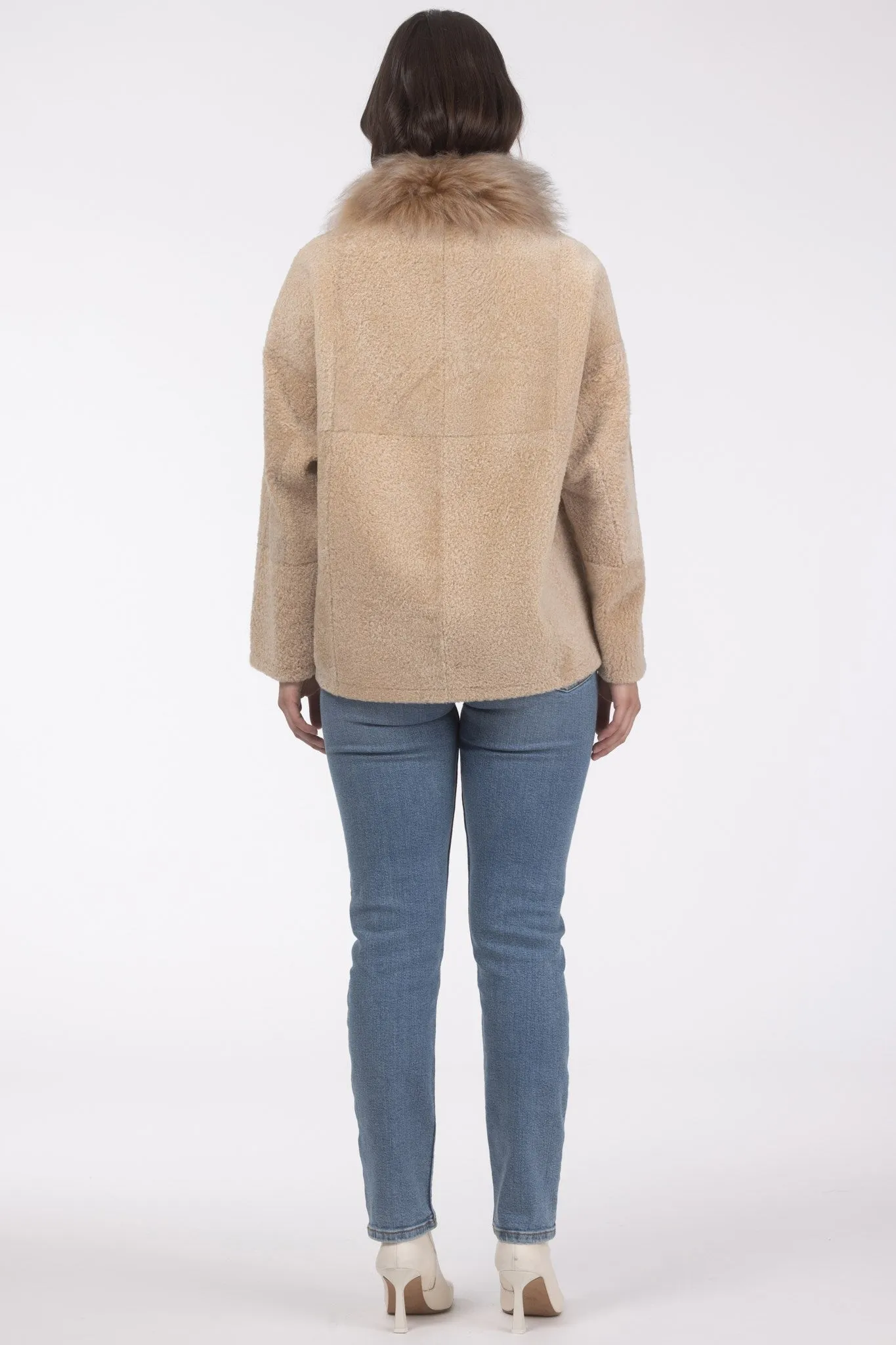 Reversible New Zealand Shearling Lamb Jacket with Select Mongolian Lamb Collar