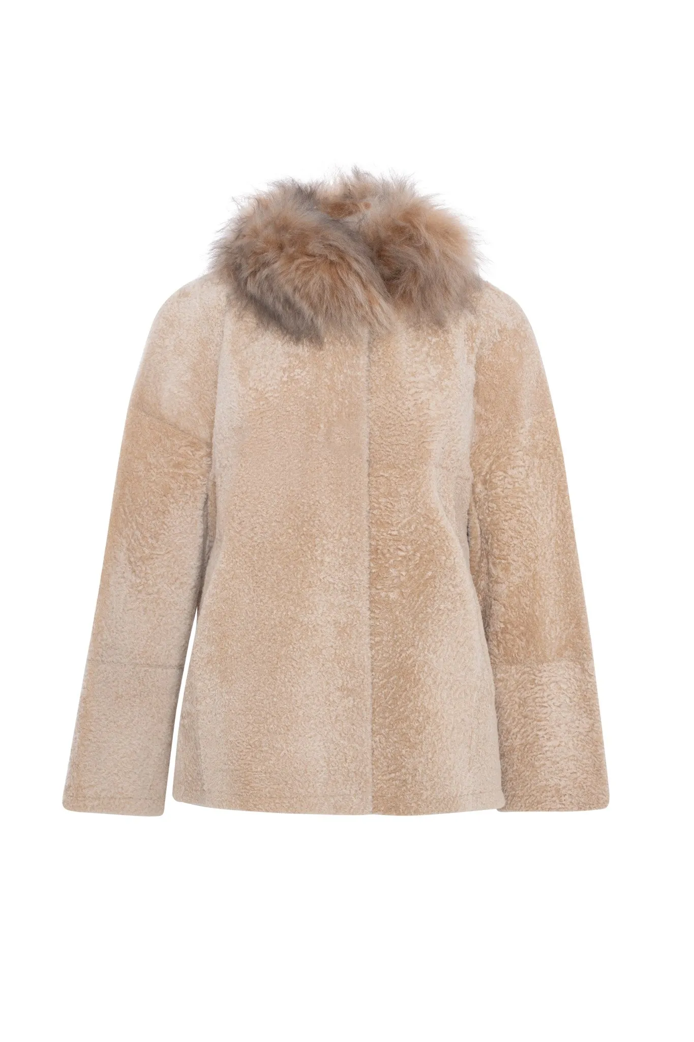 Reversible New Zealand Shearling Lamb Jacket with Select Mongolian Lamb Collar