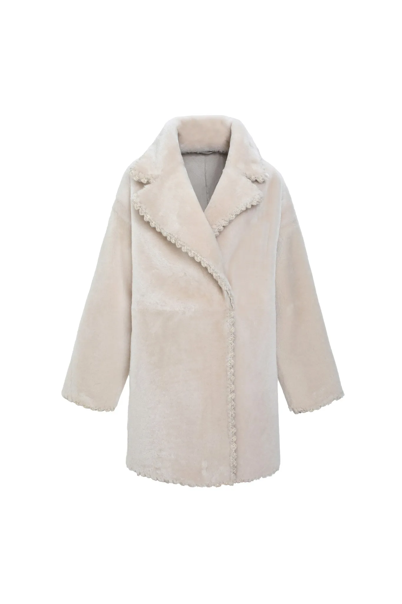 Reversible Select Shearling Lamb Jacket with Embroiderd Trim