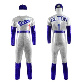 Rocketman Elton John Costumes Dodgers Jumpsuit Halloween Party Suit