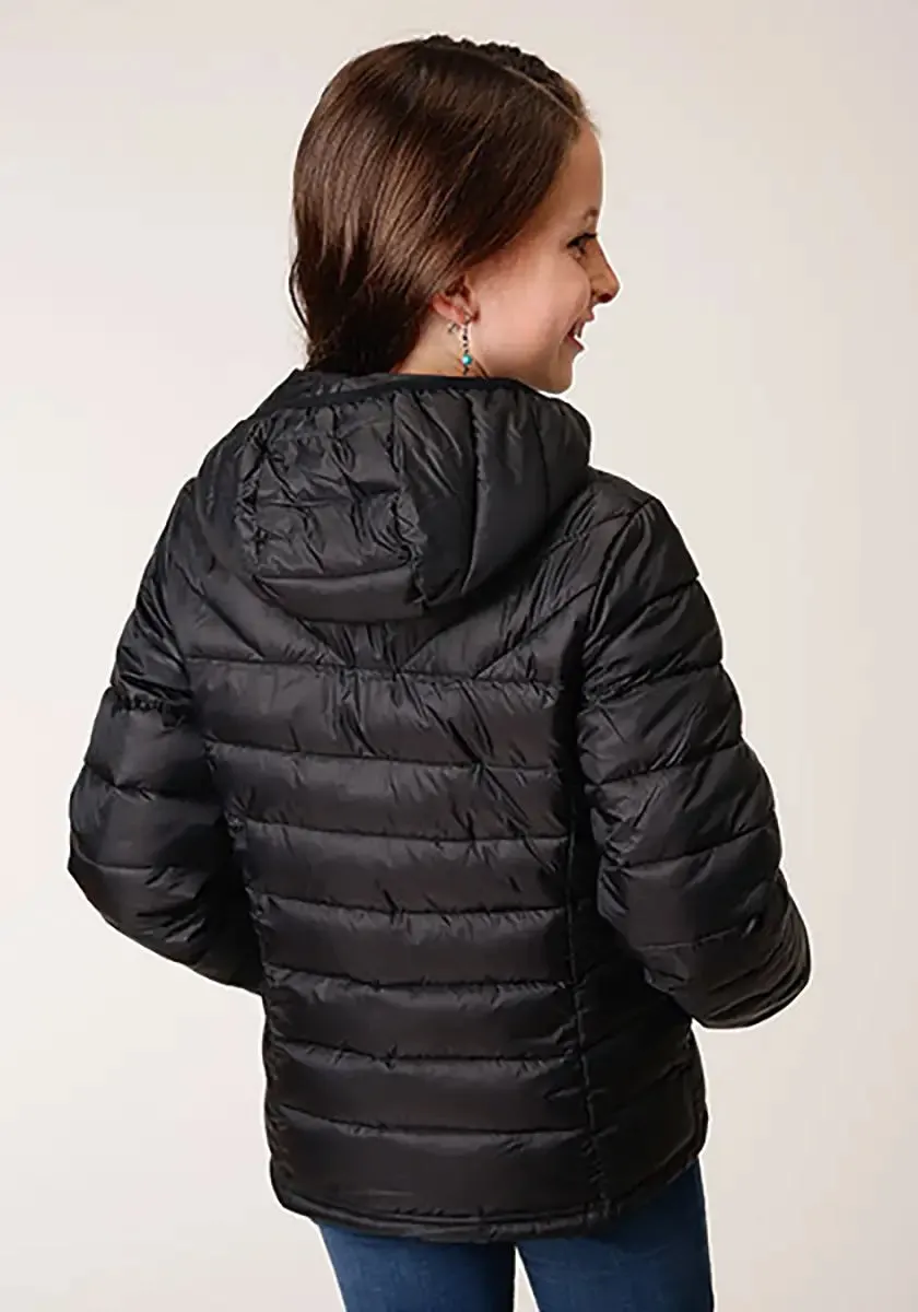 Roper Girl's Lightweigth Hooded Puffer Coat (Black) - Children's Jacket