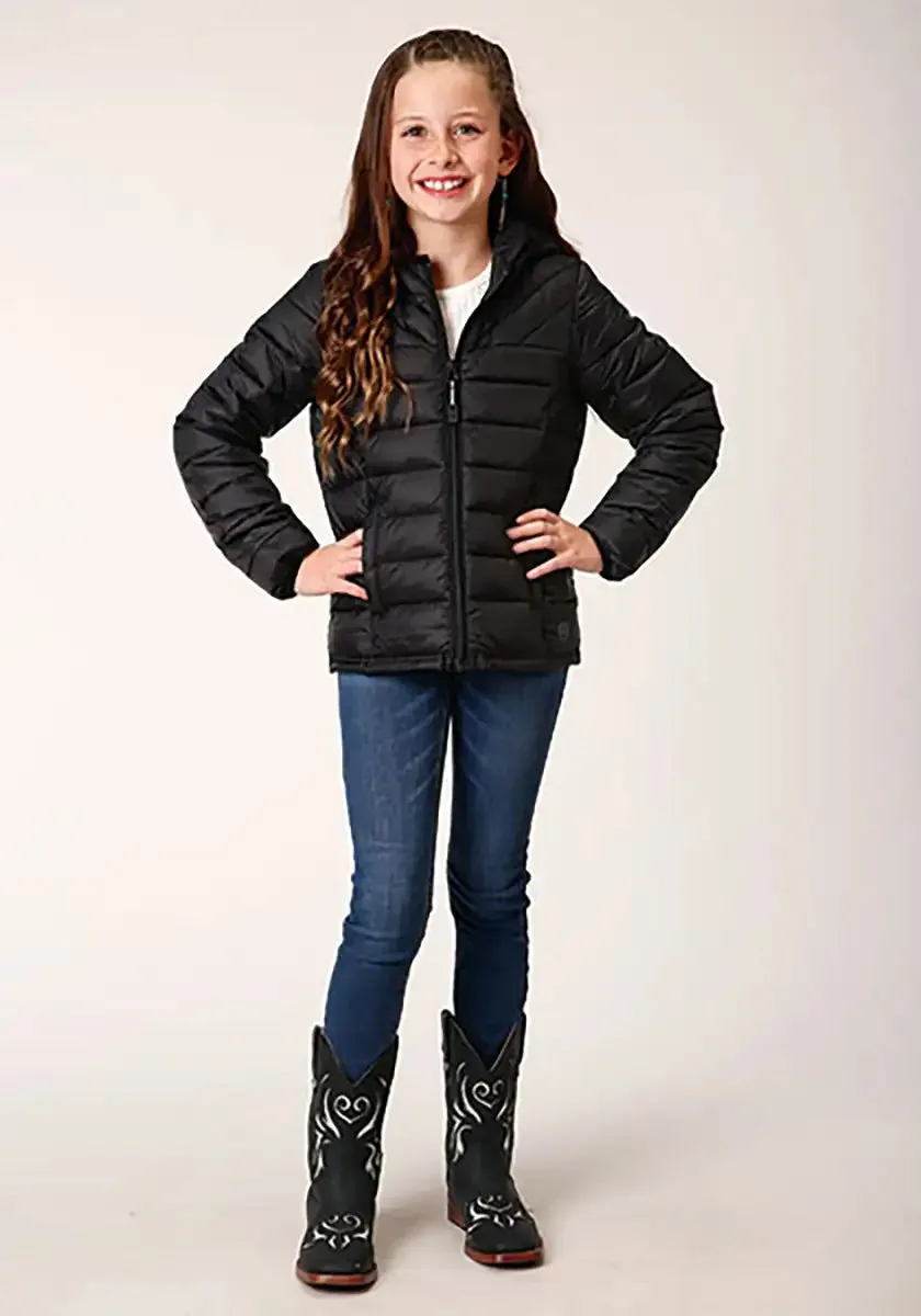 Roper Girl's Lightweigth Hooded Puffer Coat (Black) - Children's Jacket