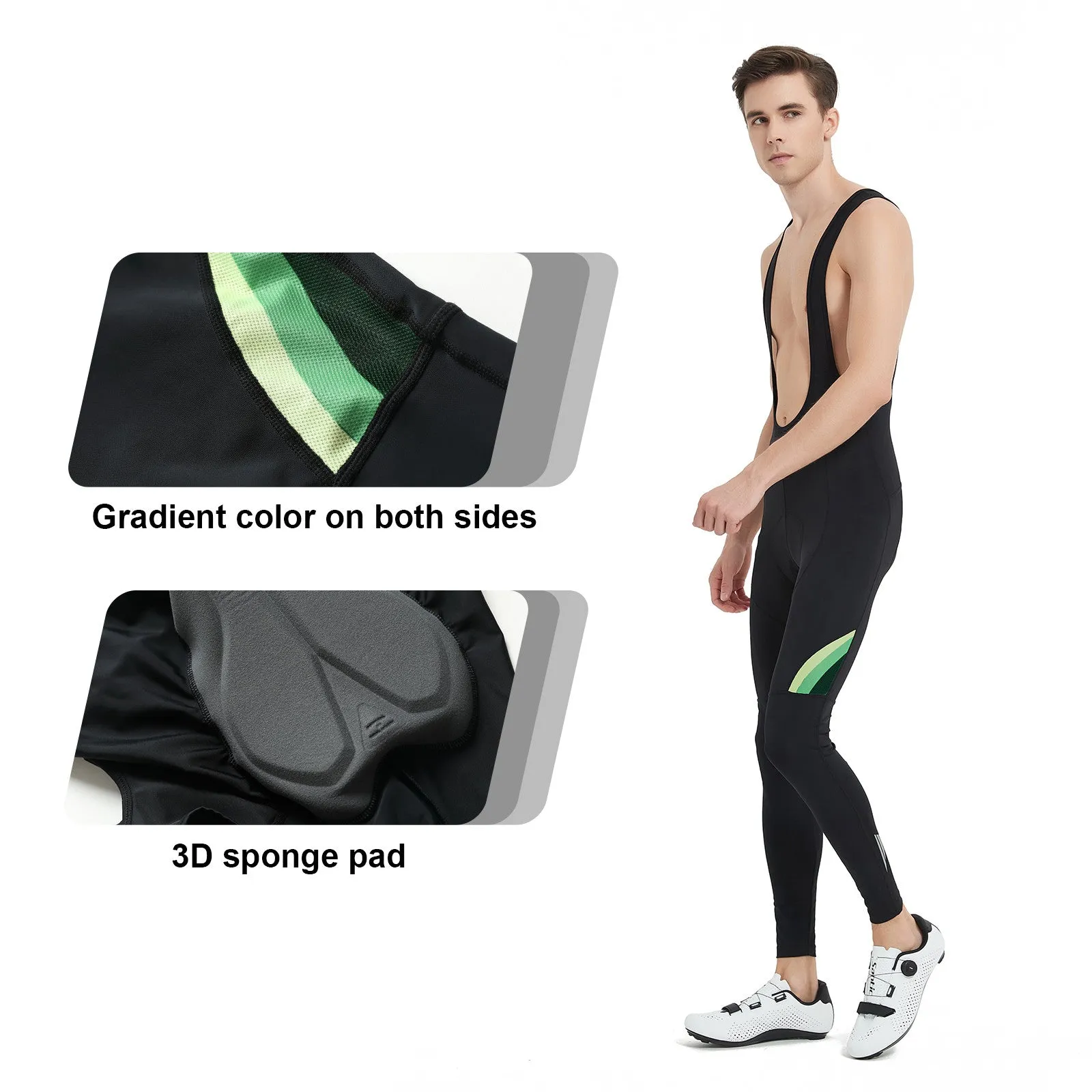 Santic Cycling Bib Tights Men Padded Cycling Bib Pants Green