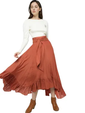 Scarlett’s Fluttery Flowy Maxi Skirt- Terra Cotta