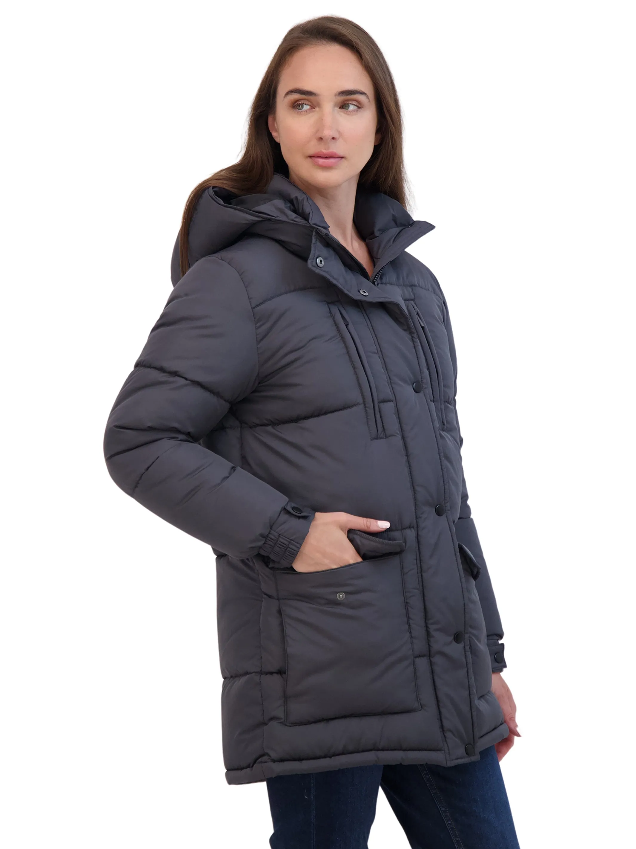 Sebby Junior's 3/4 Puffer Jacket with Hood