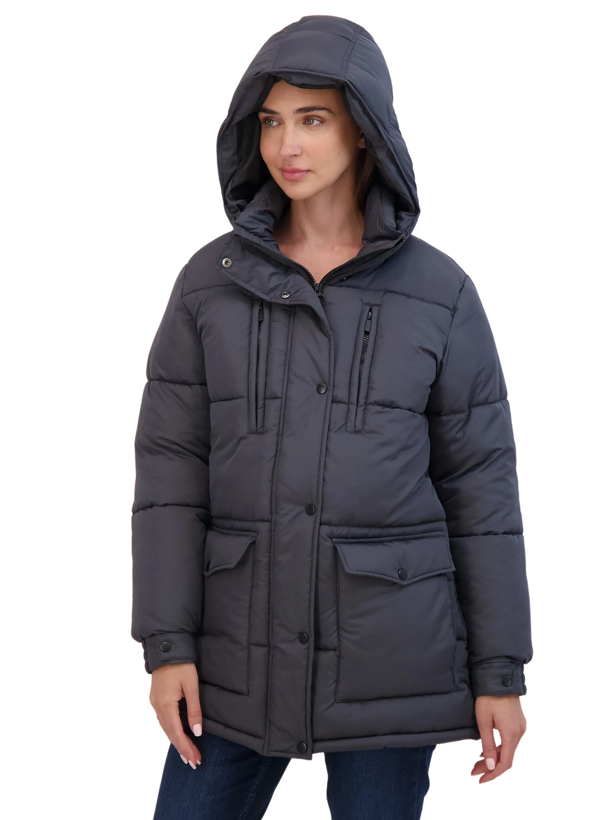 Sebby Junior's 3/4 Puffer Jacket with Hood