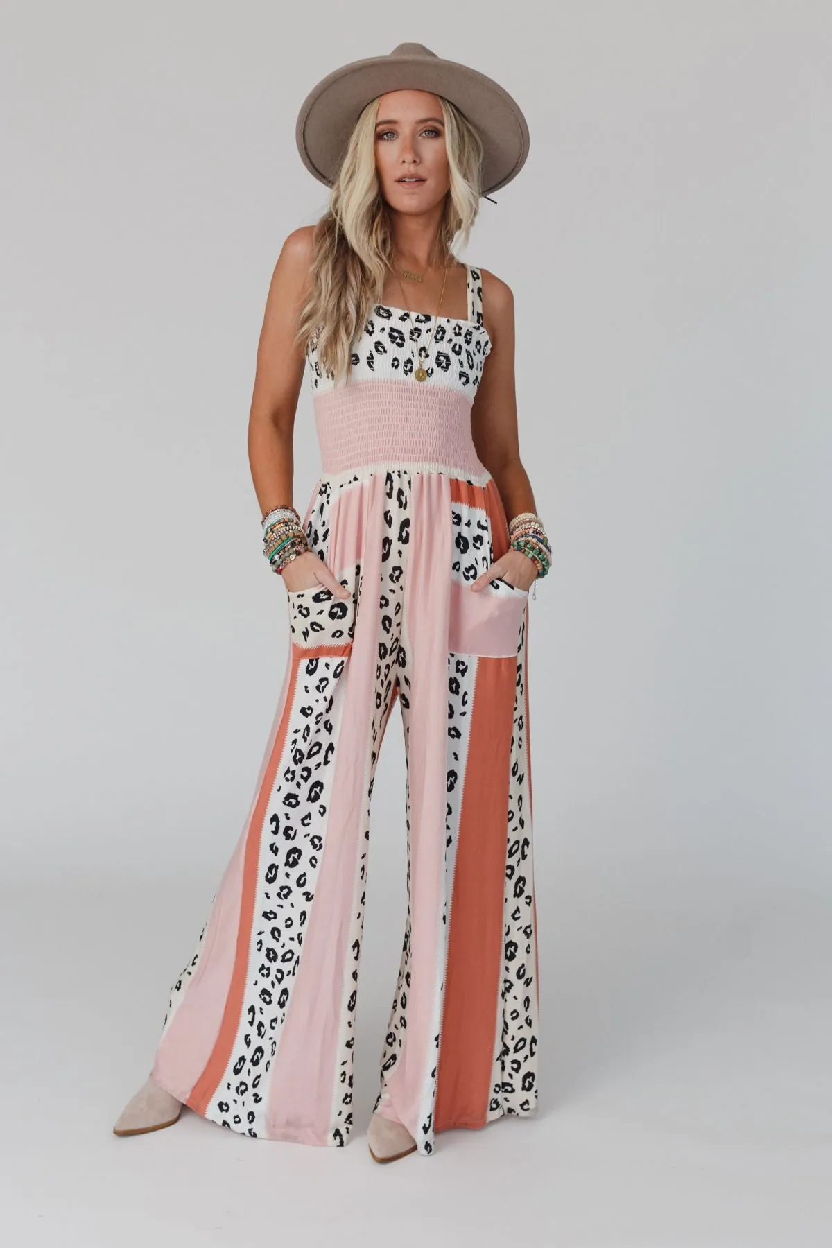 Serendipity Animal Print Jumpsuit - Coral