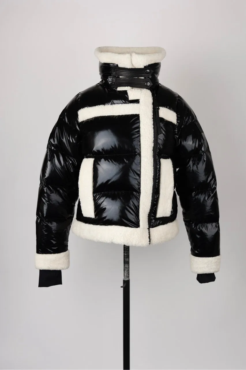 Shearling Puffer Jacket-Black