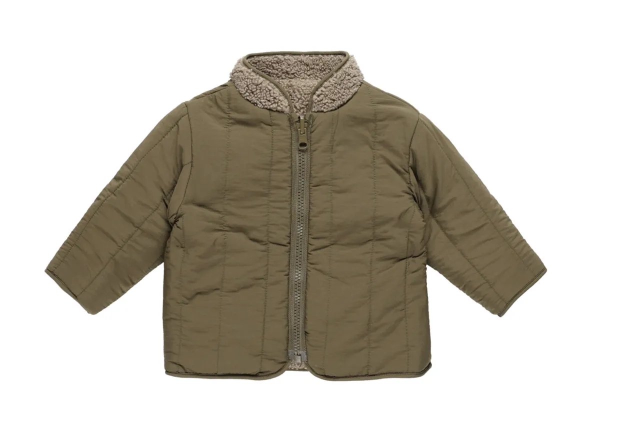 Shirling Zip Reversable Jacket- Olive