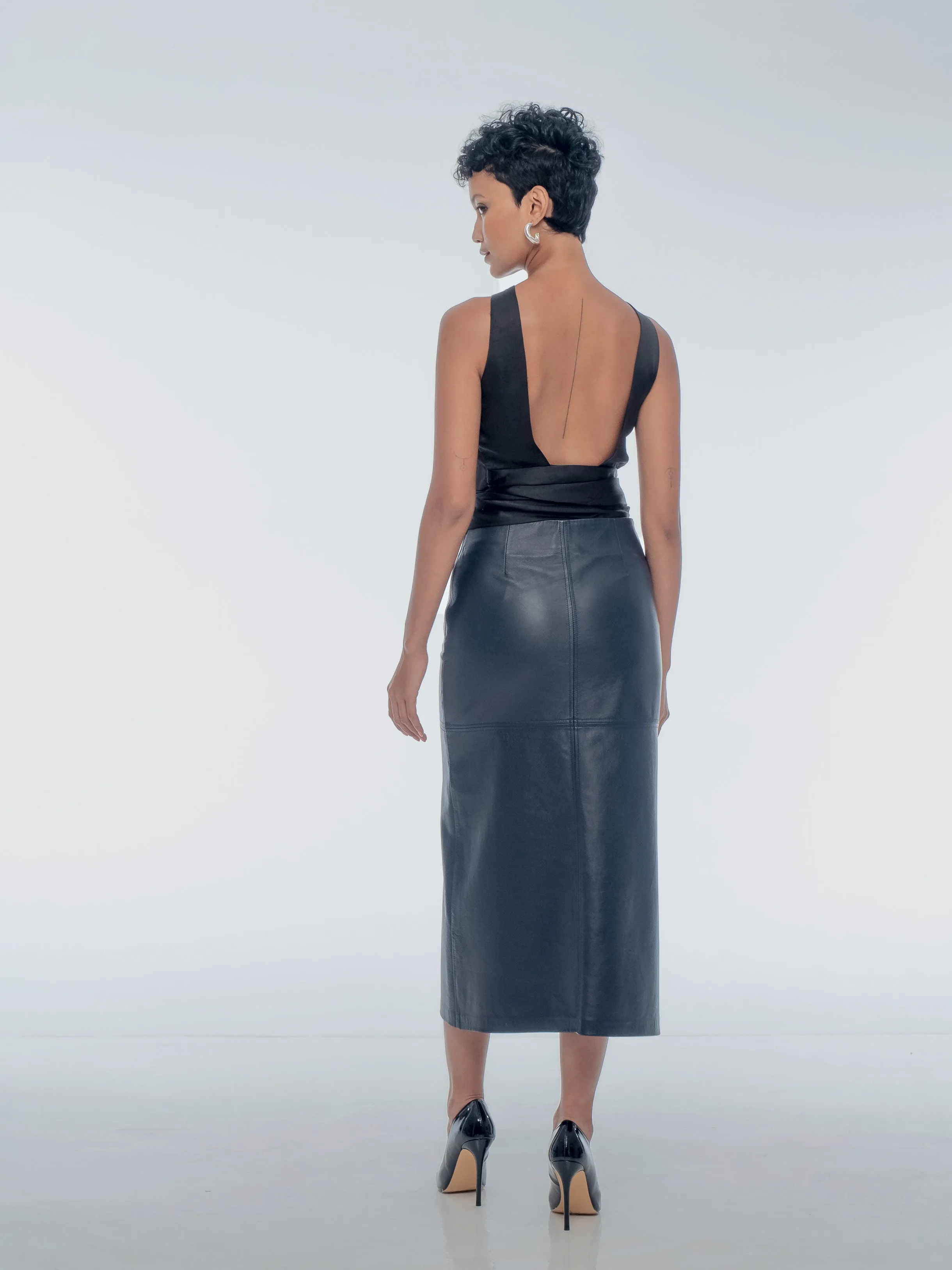 SIENNA LEATHER MAXI SKIRT - ECLIPSE