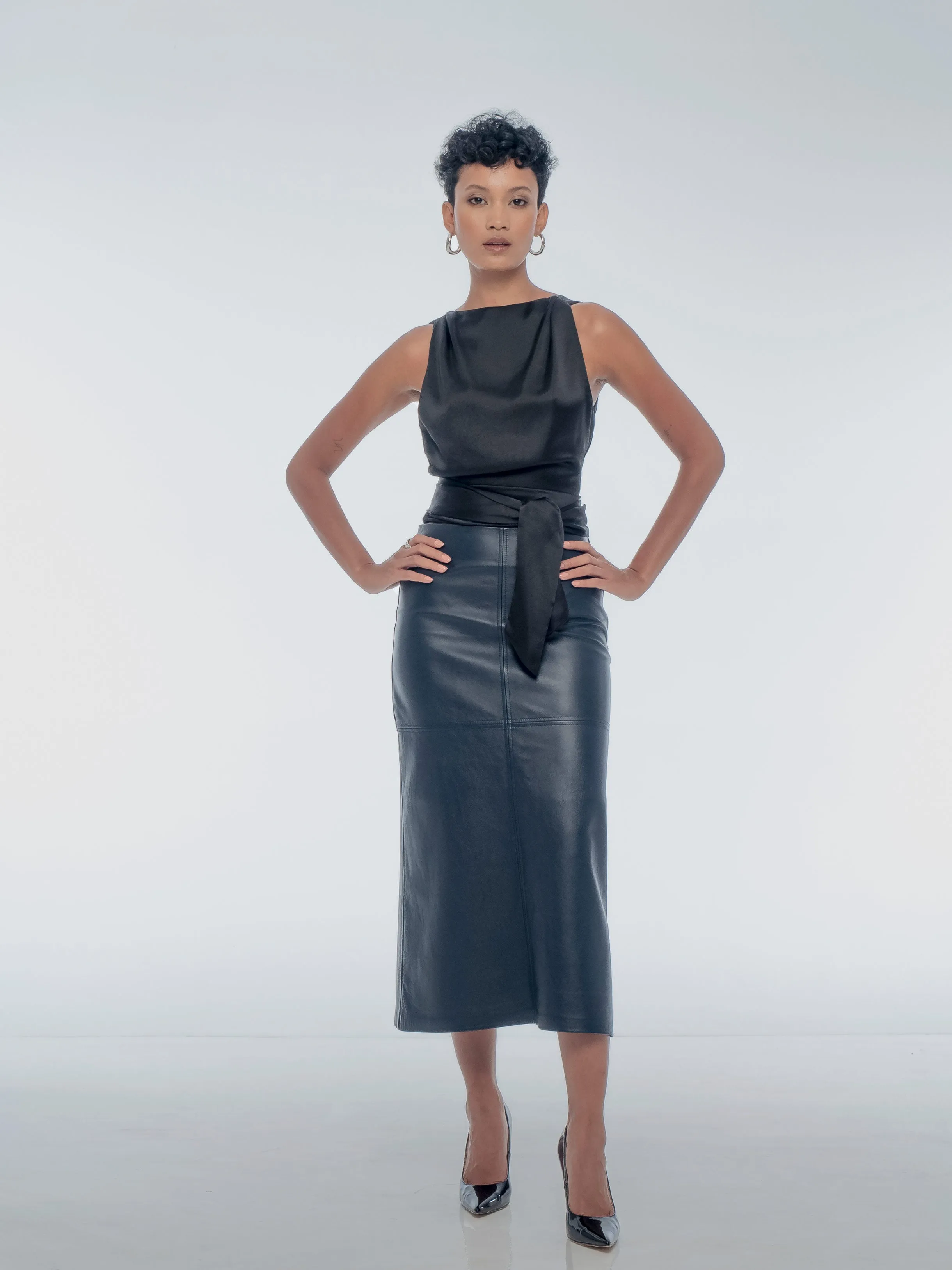 SIENNA LEATHER MAXI SKIRT - ECLIPSE