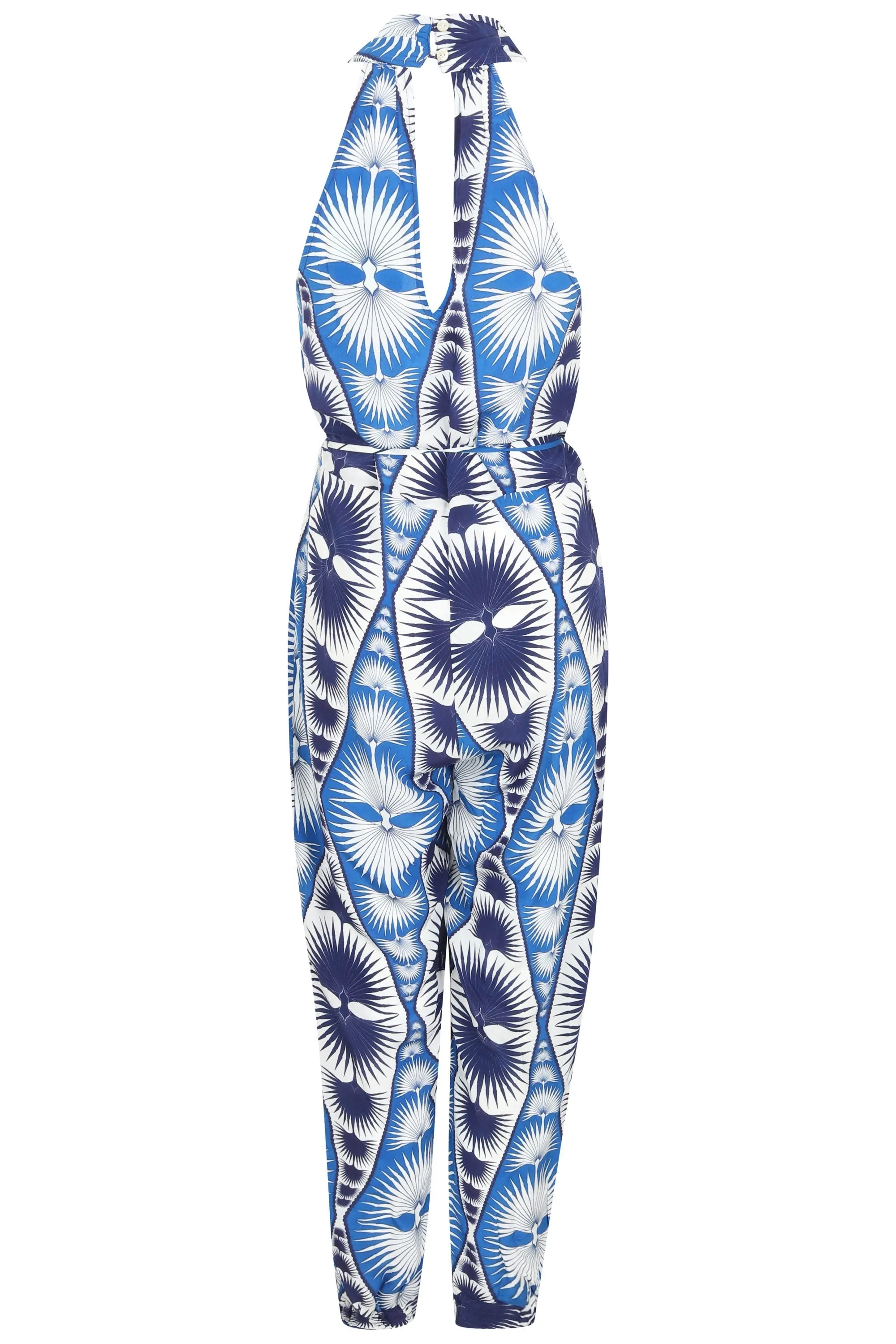 Silk Jumpsuit FAN PALM REPEAT