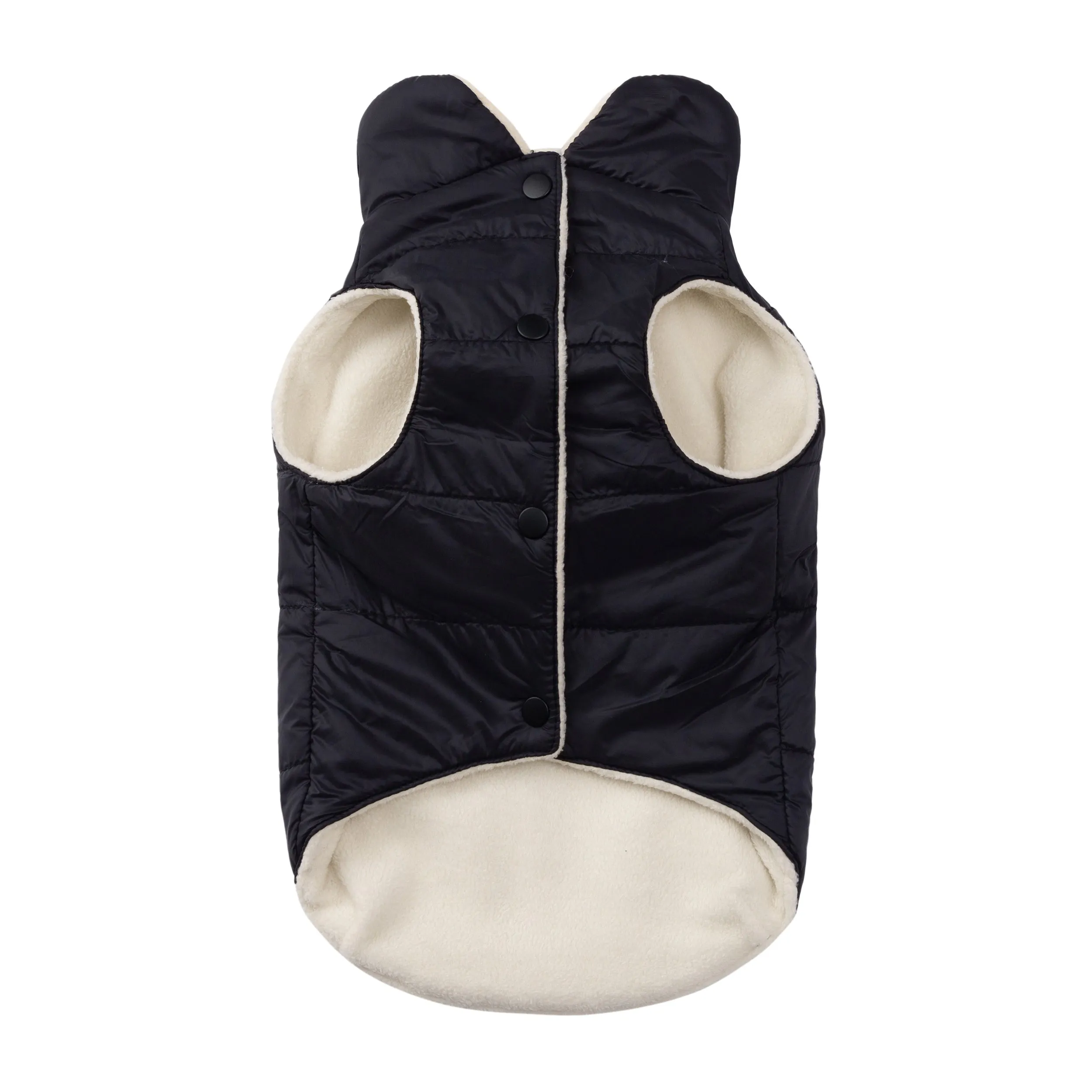 Sleeveless Puffer Jacket with Golden Logo