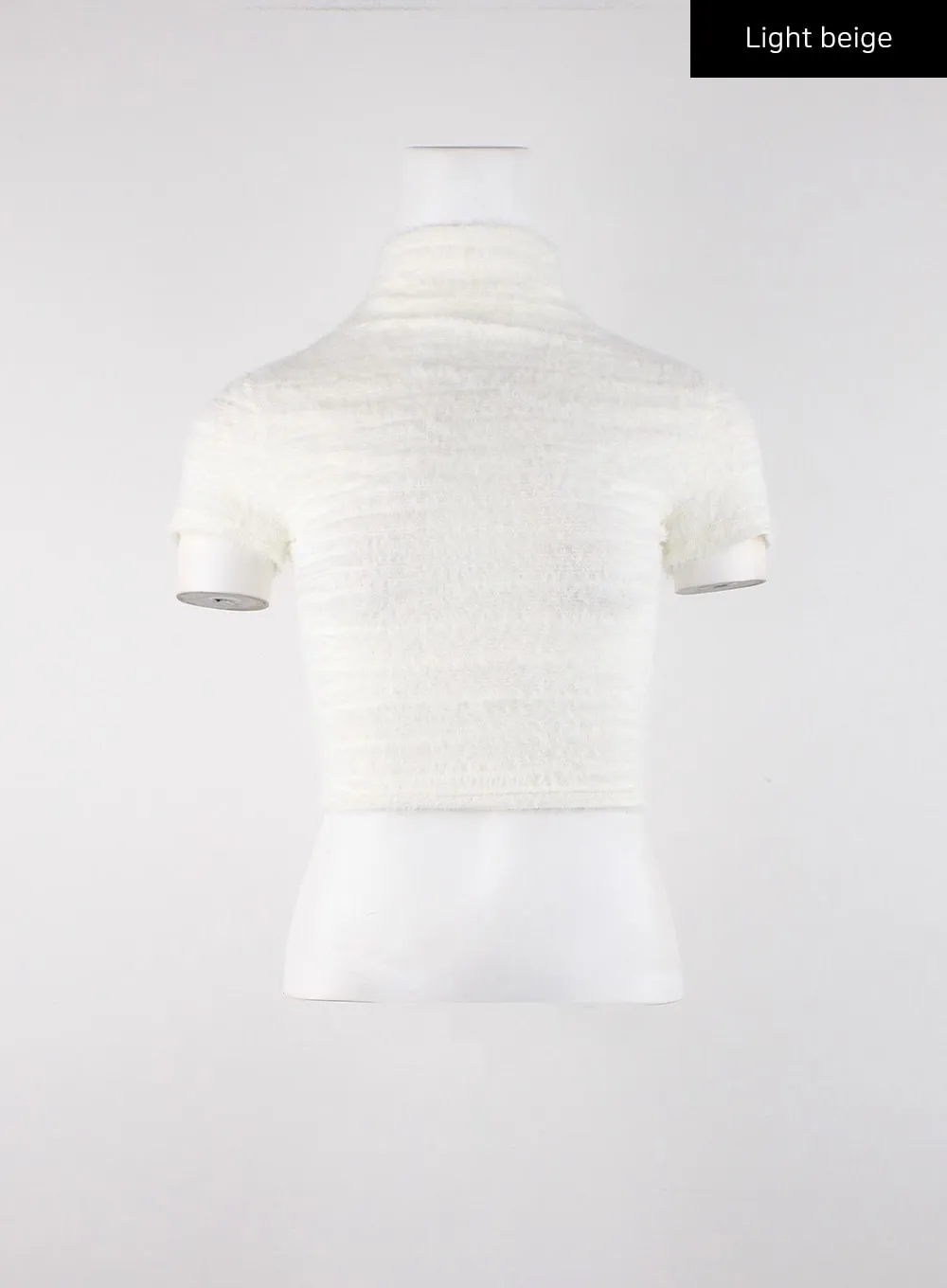 Solid High Collar Rib Knit Crop Top CD315