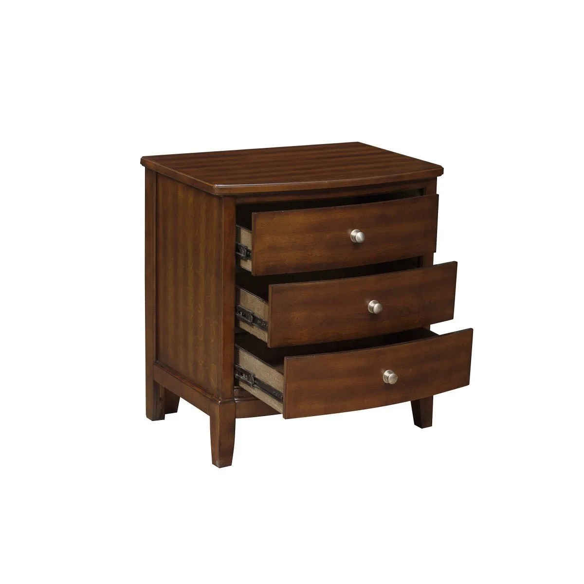 Solid wood Cherry Night Stand w/ 3 Drawers and nickel knobs