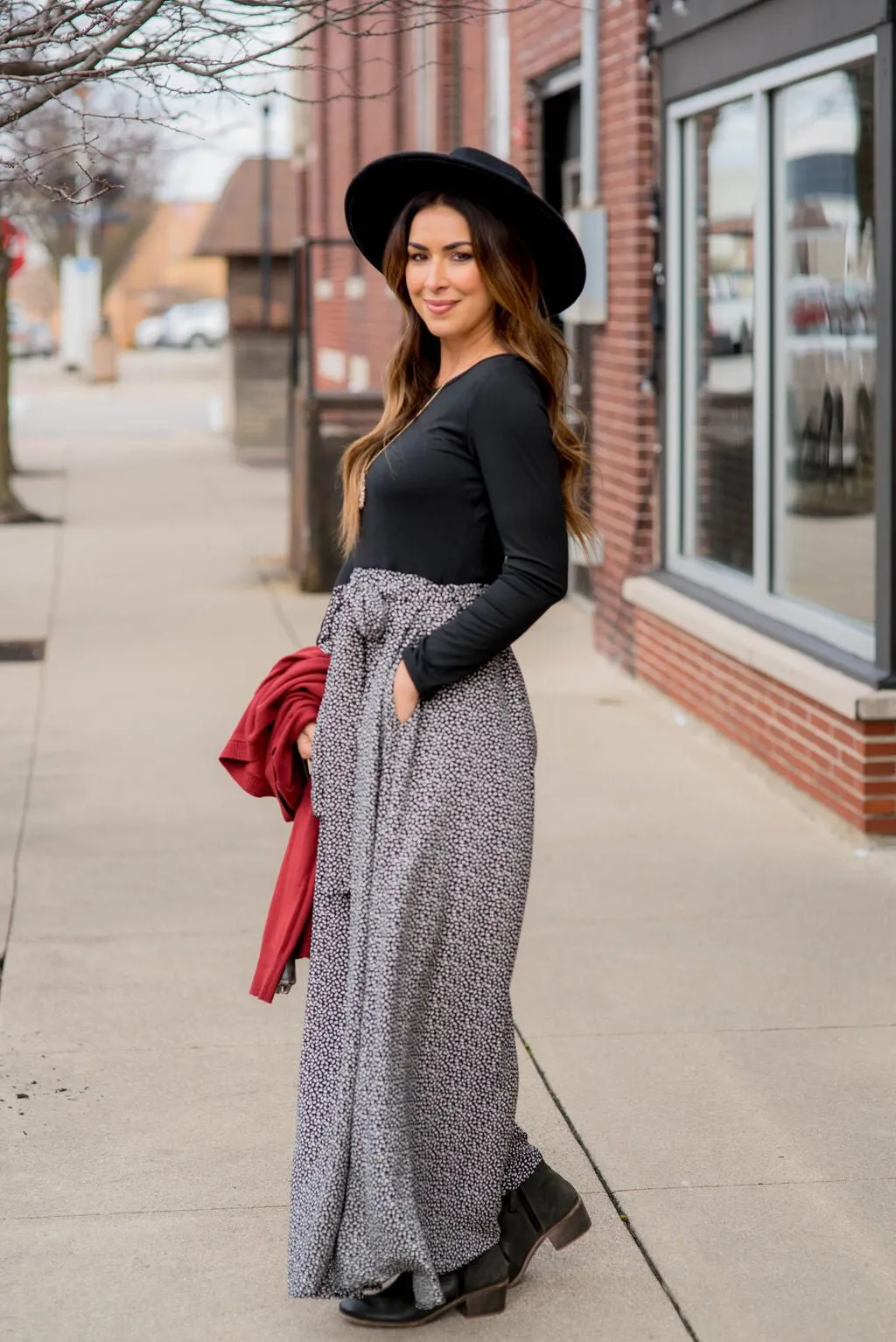 Speckled Bottom Long Sleeve Maxi