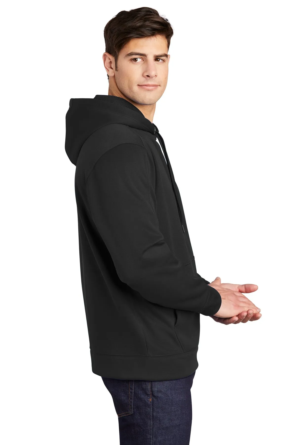 Sport-Tek Repel Fleece Branded Hooded Pullovers, Black