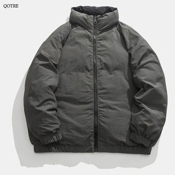 Stand-Up Collar Loose Fit Reversible Puffer Jacket