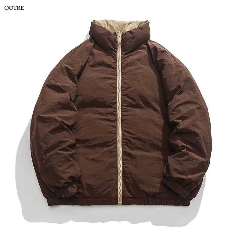 Stand-Up Collar Loose Fit Reversible Puffer Jacket