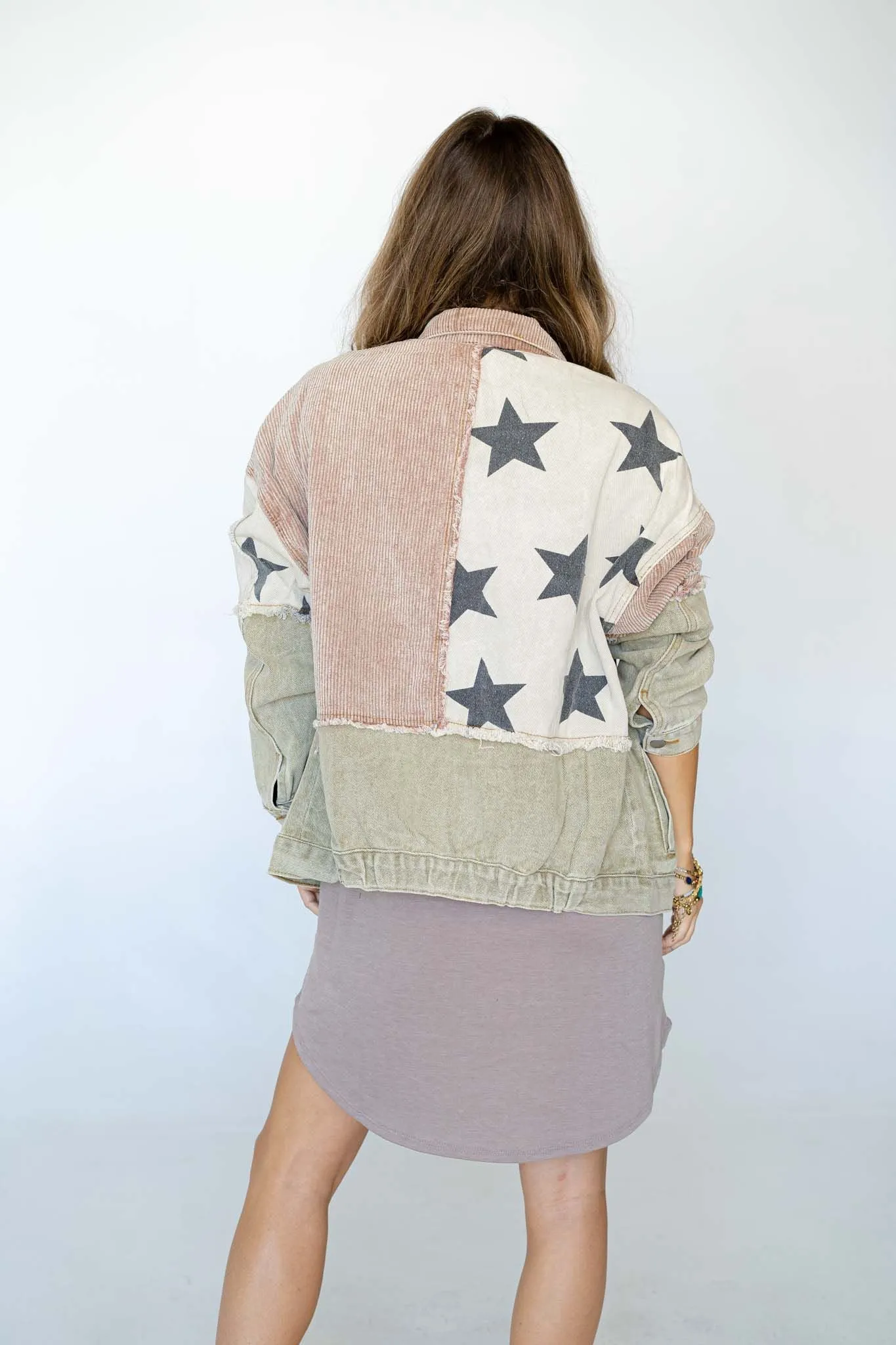 Star Dust Contrast Corduroy Jacket - Multi