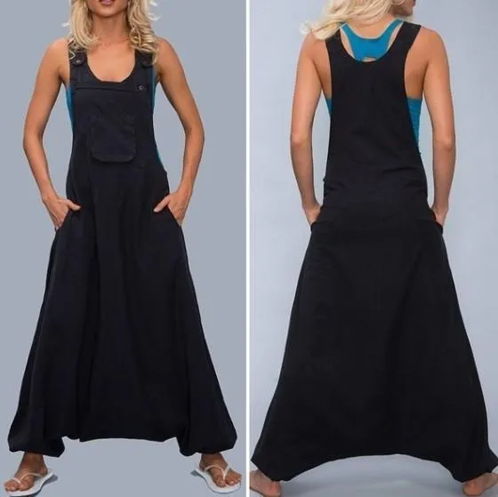 Strap Solid Color Loose Jumpsuit