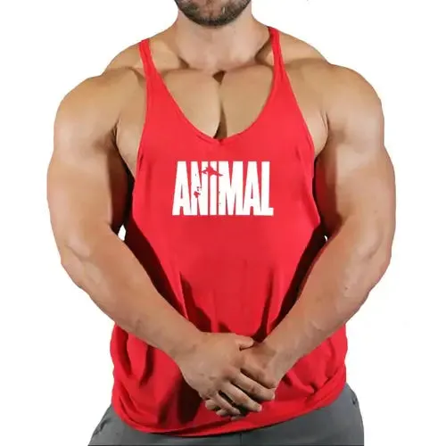 Summer Animal Gym Stringer Tank Top Men Cotton Clothing Bodybuilding