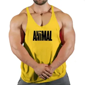 Summer Animal Gym Stringer Tank Top Men Cotton Clothing Bodybuilding