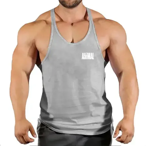 Summer Animal Gym Stringer Tank Top Men Cotton Clothing Bodybuilding